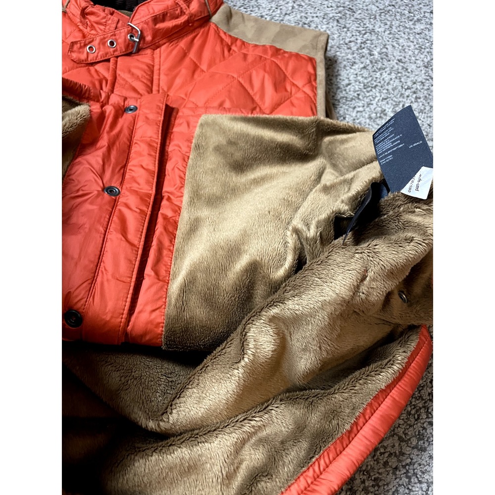Tommy Hilfiger‎ Vest Women's L Orange Quilted Faux Fur Corduroy Full Zip Pockets - Picture 11 of 16
